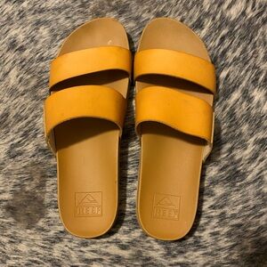 Reef Tan Leather Slide Sandals